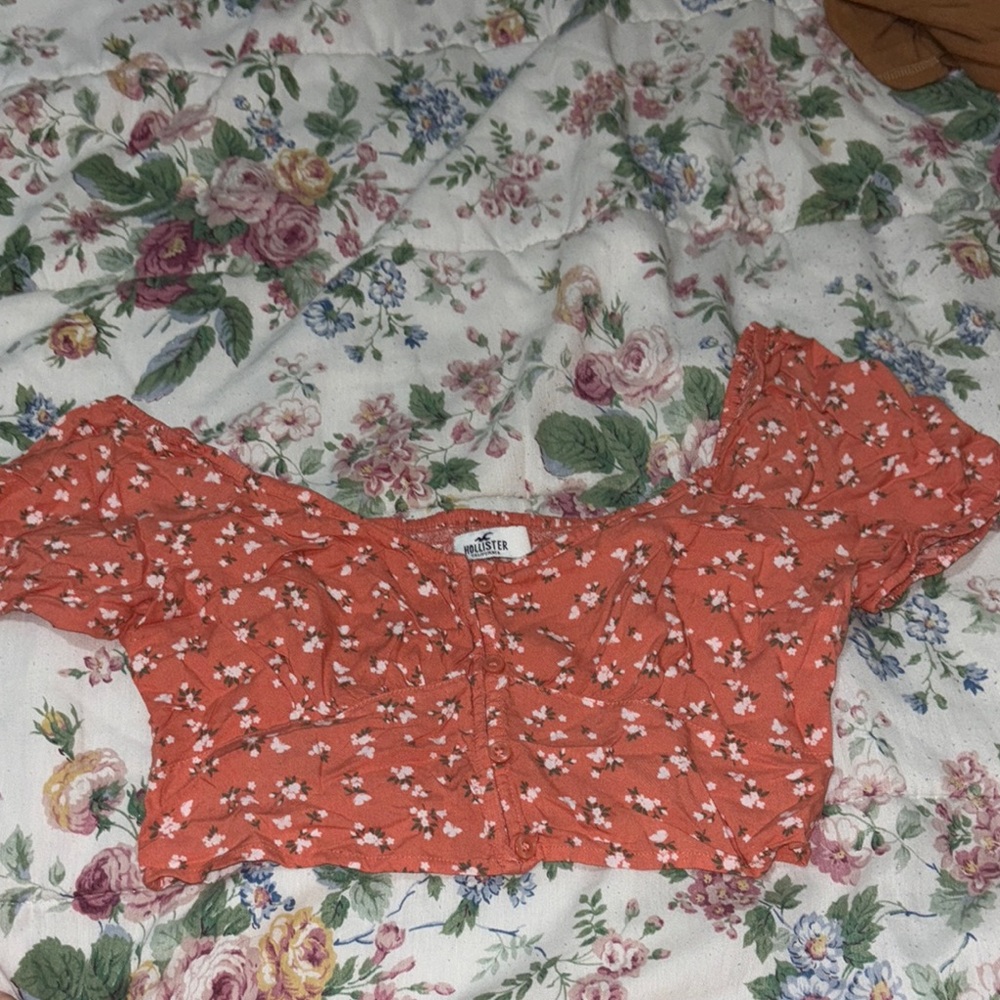 Hollister Pink Smocked Crop Blouse